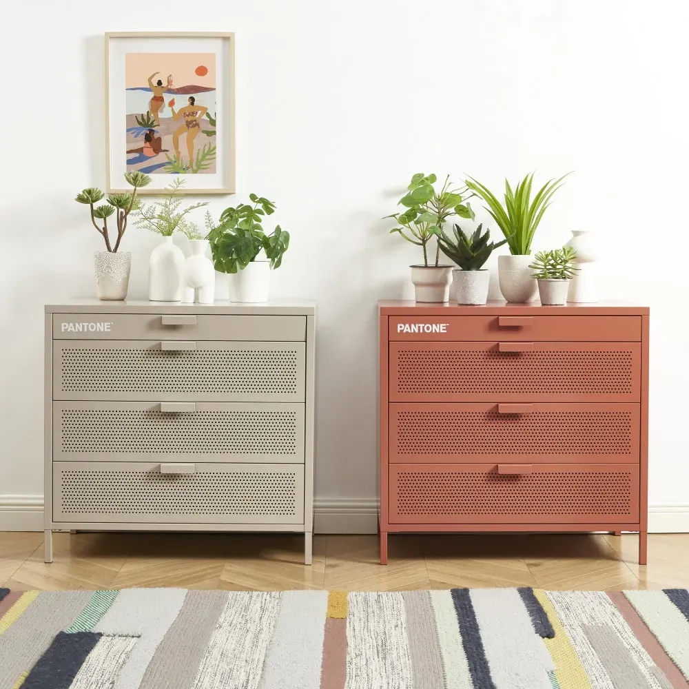 Illustration numéro 2 du produit Commode métal taupe 4 tiroirs 80cm