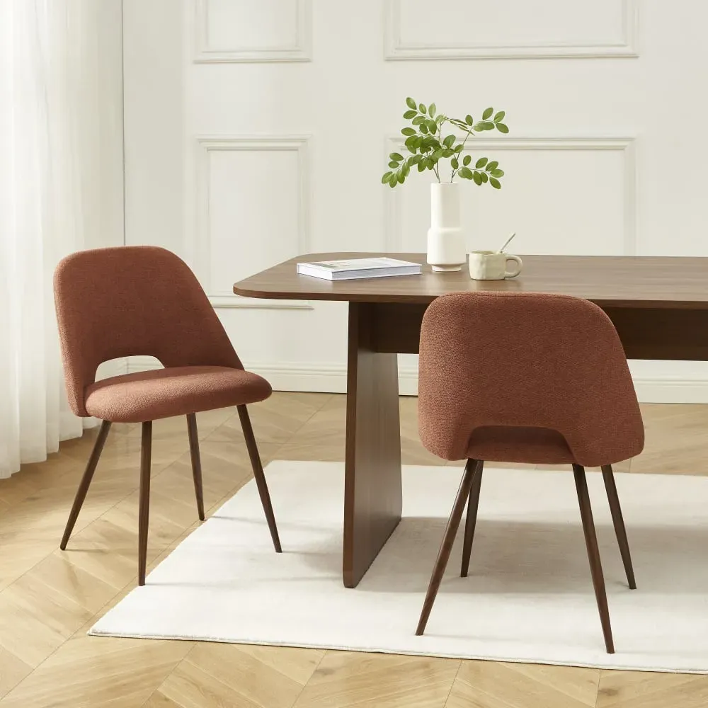 Illustration numéro 2 du produit Lot de 2 chaises  tissu terracotta pieds effet chêne