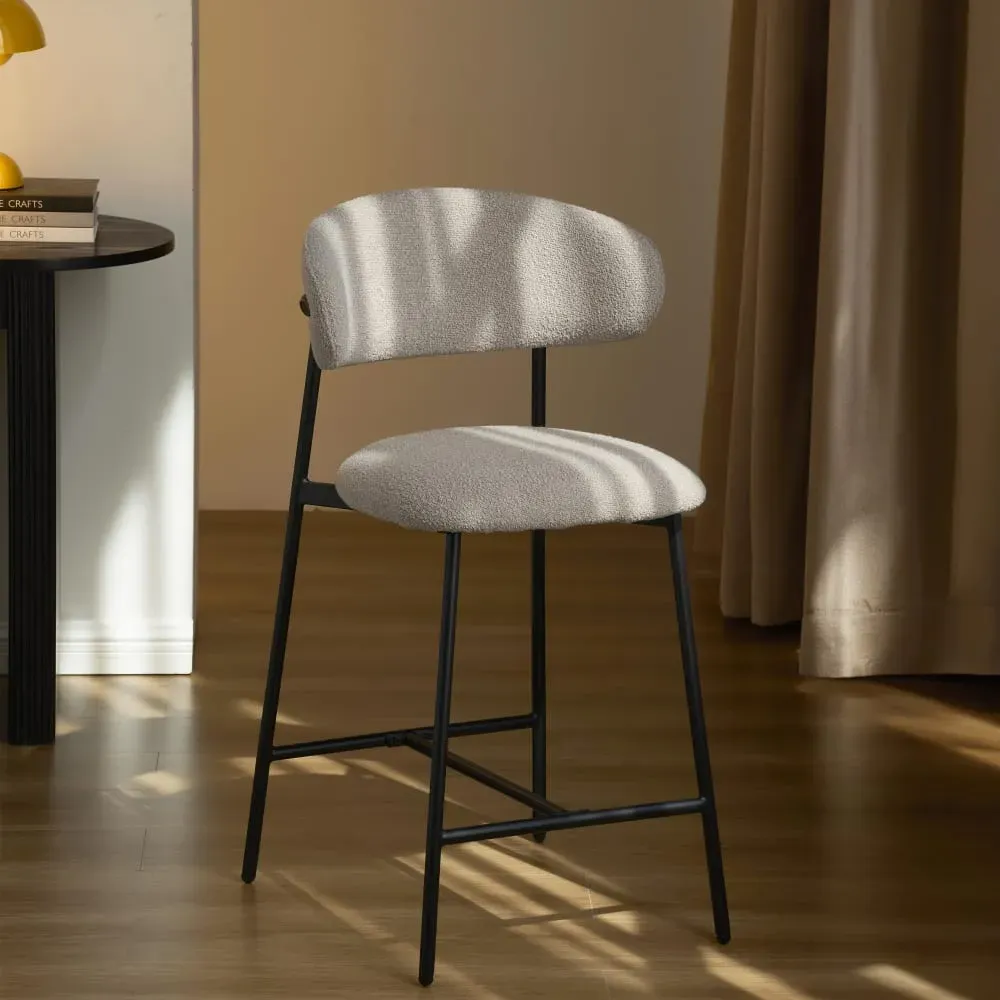 Illustration numéro 2 du produit Lot de 2 tabourets  tissu grège