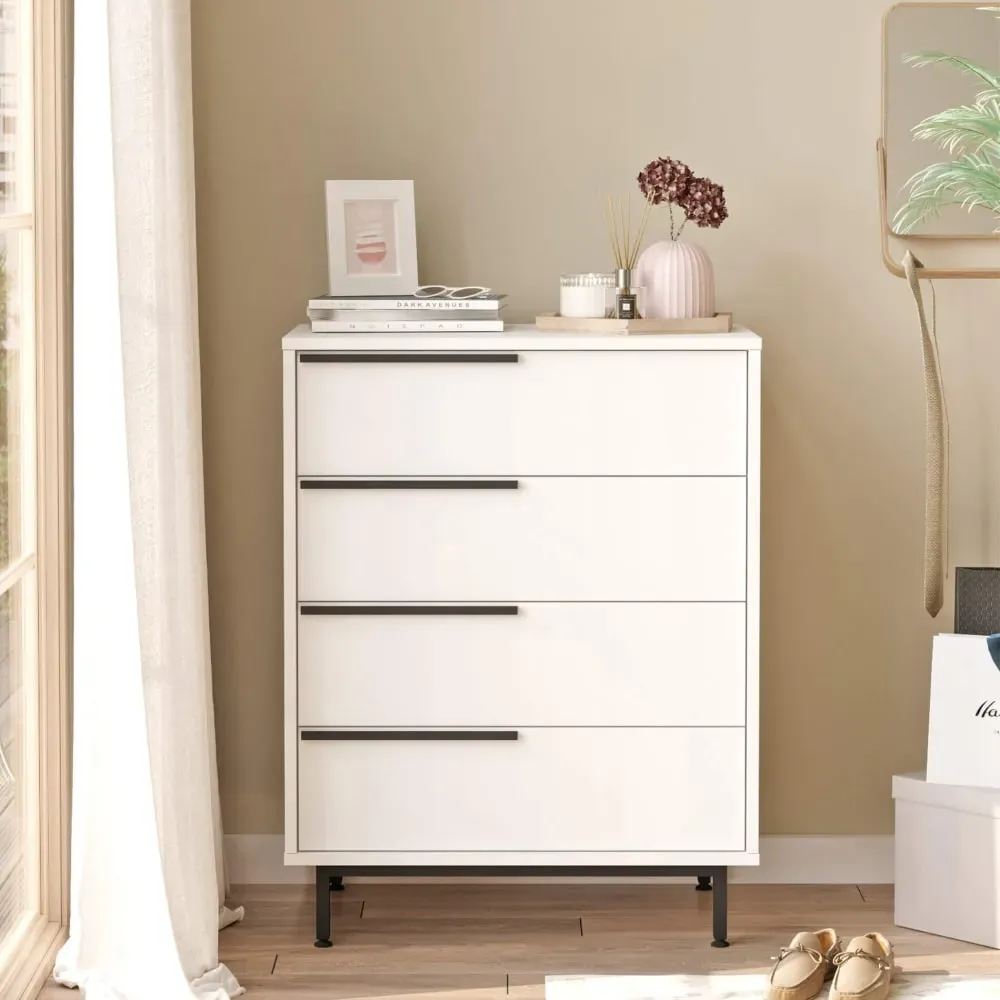 Illustration numéro 2 du produit Commode avec 4 tiroirs, blanc et gris foncé