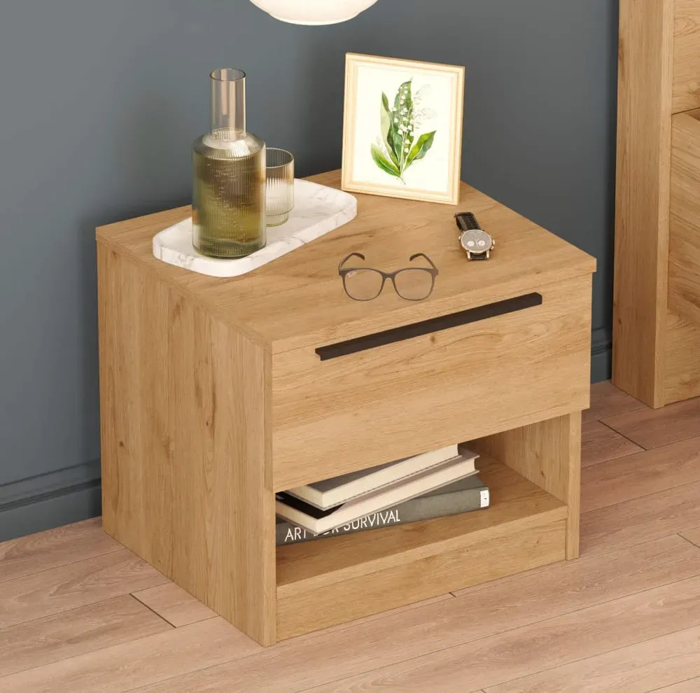 Illustration numéro 2 du produit Table de chevet avec 1 tiroir et un compartiment marron