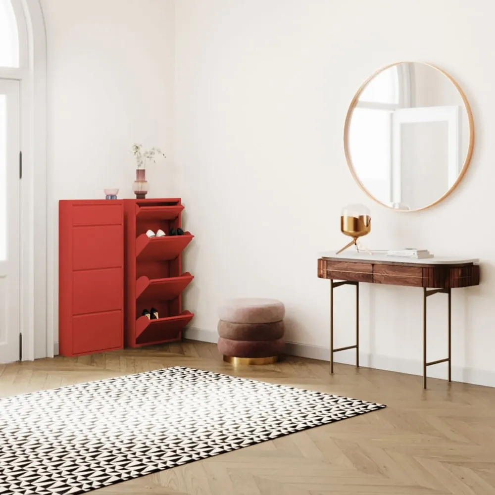 Illustration numéro 2 du produit Casier à chaussures 4 tiroirs en acier rouge