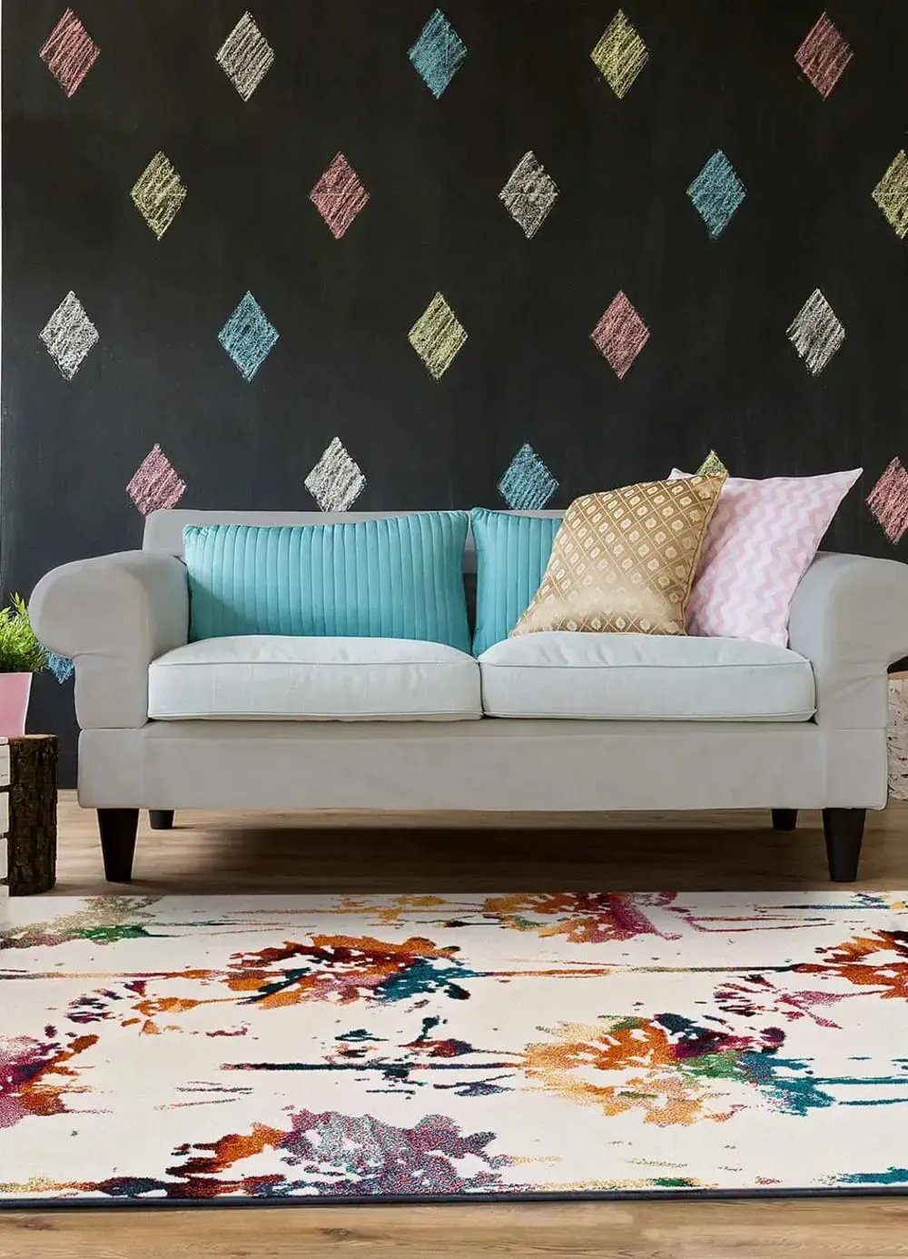 Illustration numéro 2 du produit Tapis abstrait multicolore 140x200 cm