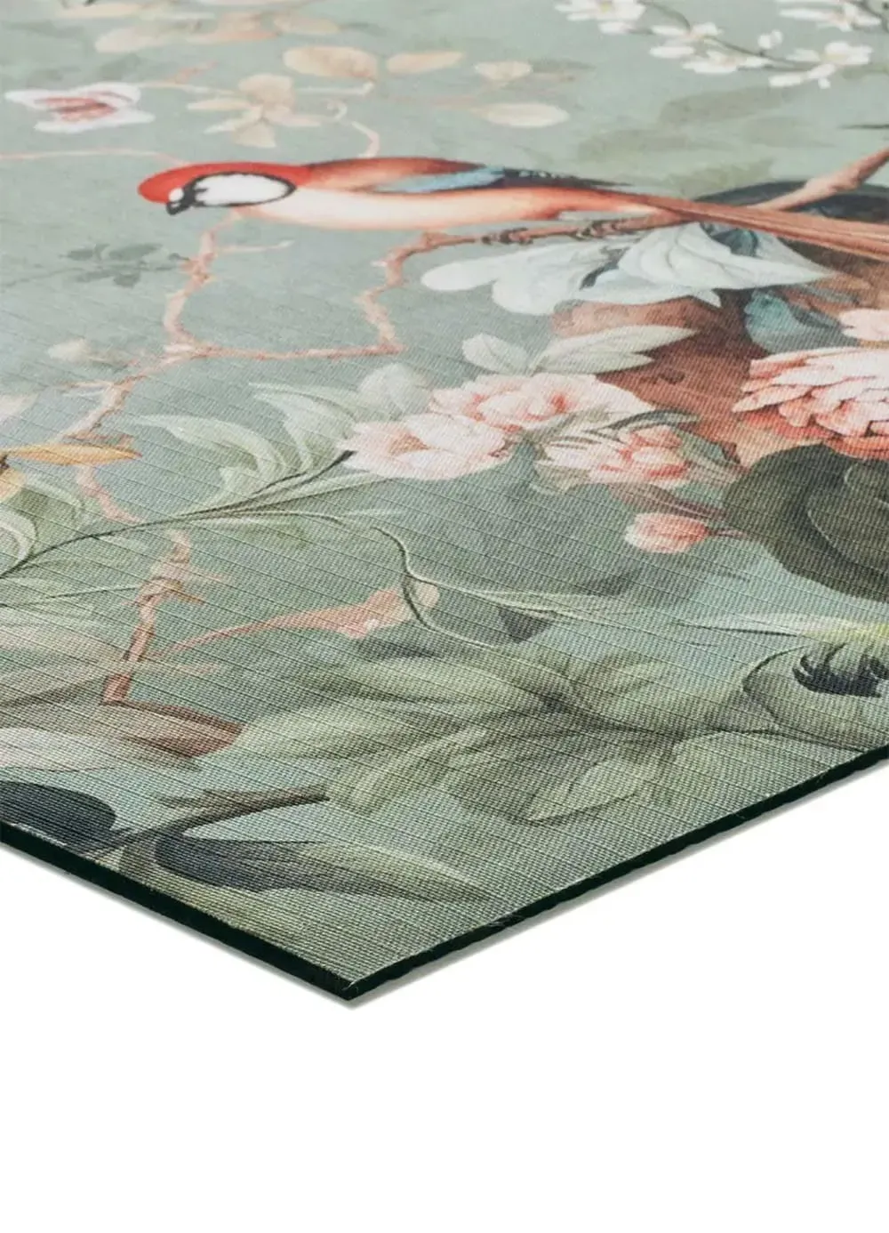 Illustration numéro 2 du produit Tapis de cuisine lavable fleurs vert 52x100 cm