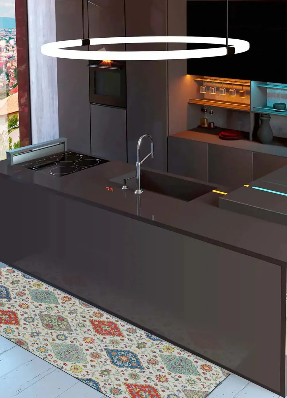 Illustration numéro 2 du produit Tapis de cuisine lavable bohème multicolore 52x200 cm