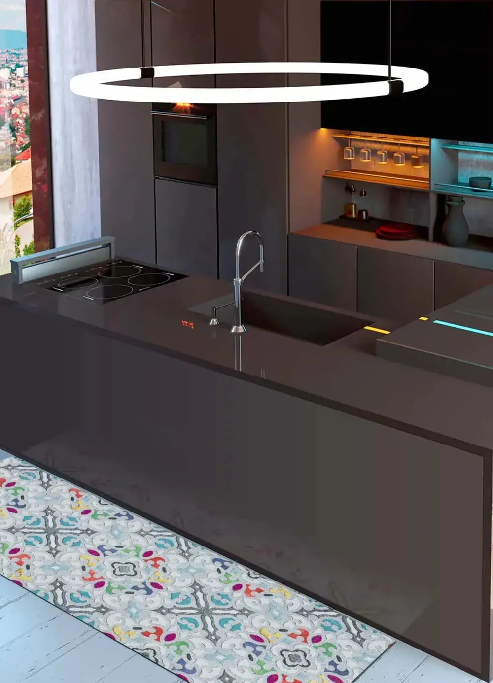 Illustration numéro 2 du produit Tapis de cuisine lavable bohème multicolore 52x200 cm