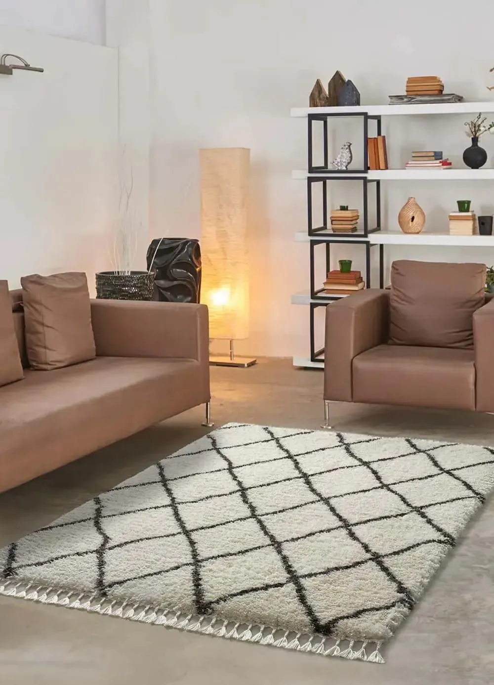 Illustration numéro 2 du produit Tapis shaggy uni blanc 120x170 cm