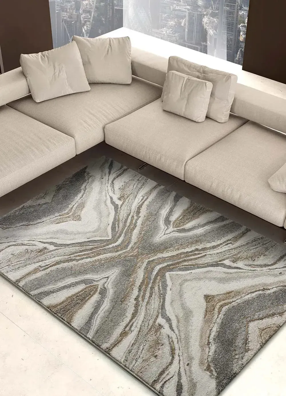 Illustration numéro 2 du produit Tapis abstrait beige 80x150 cm