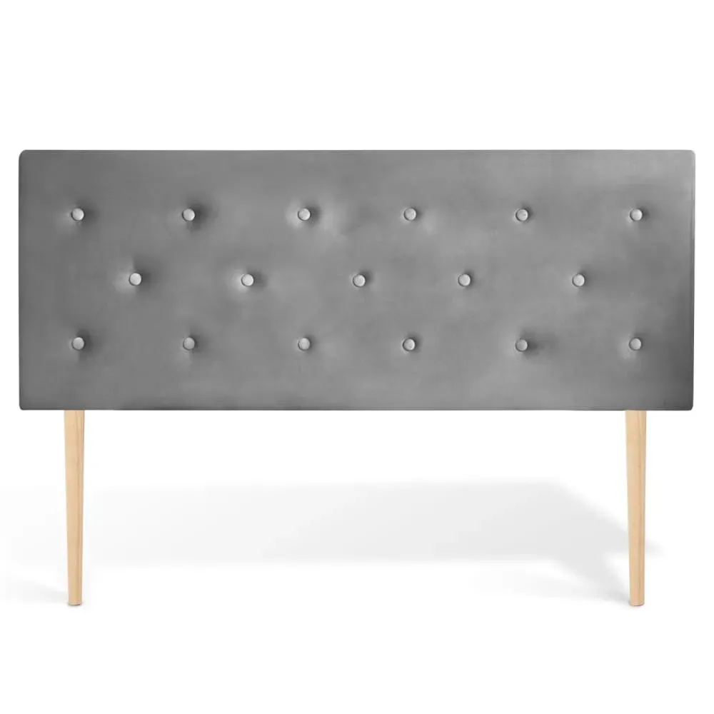 Illustration numéro 2 du produit Tête de lit capitonnée en velours gris 160cm