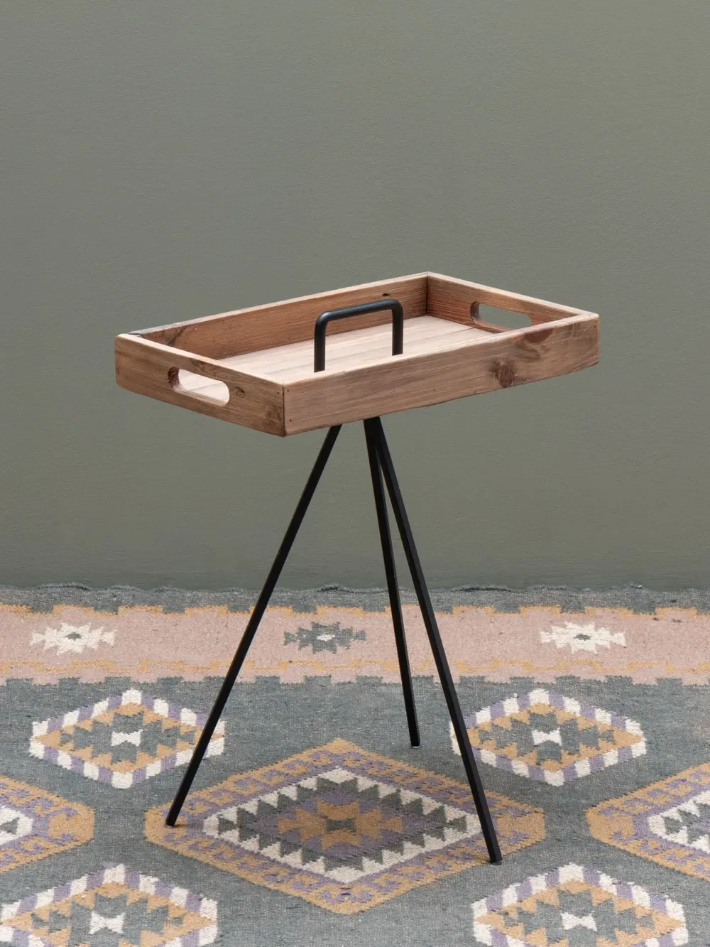 Illustration numéro 2 du produit Plateau en bois clair pieds en métal noir