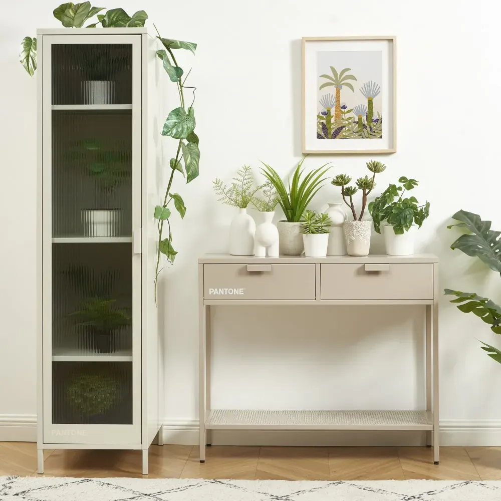 Illustration numéro 2 du produit Console métal taupe 100cm