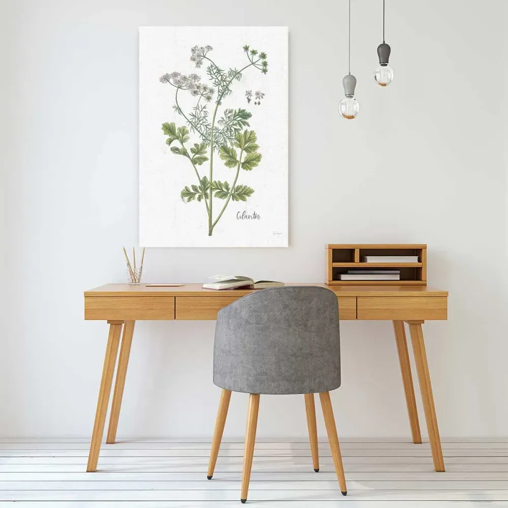 Illustration numéro 2 du produit Tableau fleurs coriandre dessinée imprimé sur toile 60x90 cm