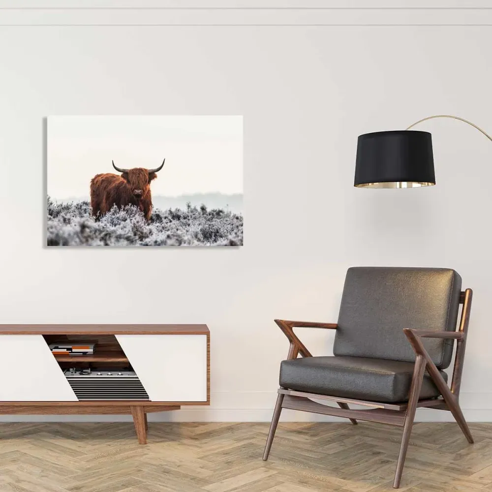 Illustration numéro 2 du produit Tableau vache Highland imprimé sur toile 90x60 cm