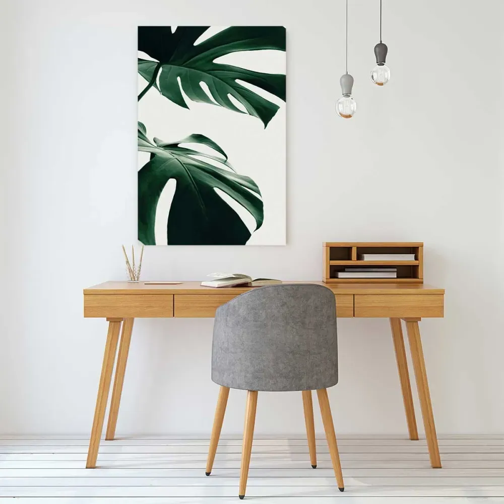 Illustration numéro 2 du produit Tableau monstera due imprimé sur toile 60x90 cm