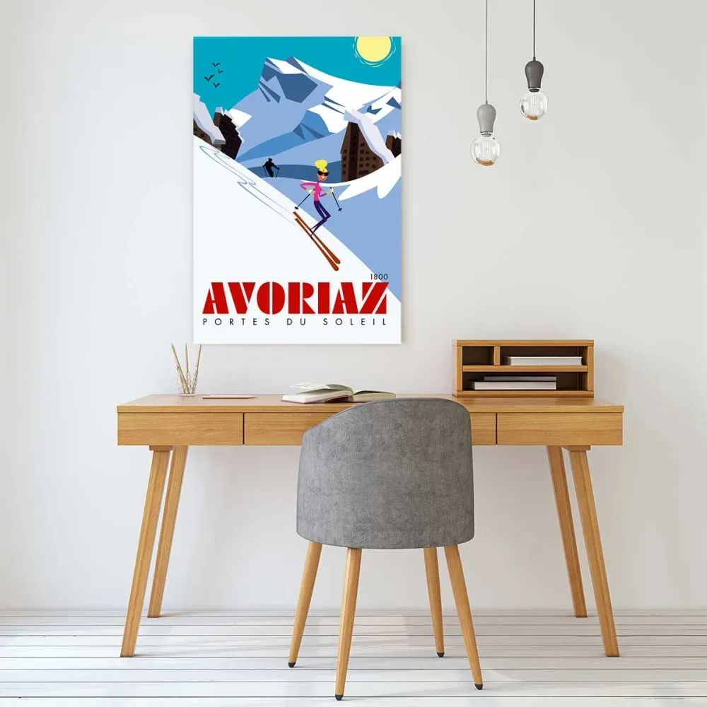 Illustration numéro 2 du produit Tableau de voyage Avoriaz 1800 imprimé sur toile 40x60 cm