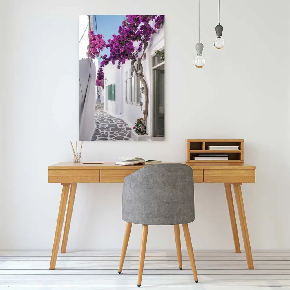 Illustration numéro 2 du produit Tableau bougainvilliers paros imprimé sur toile 60x90 cm