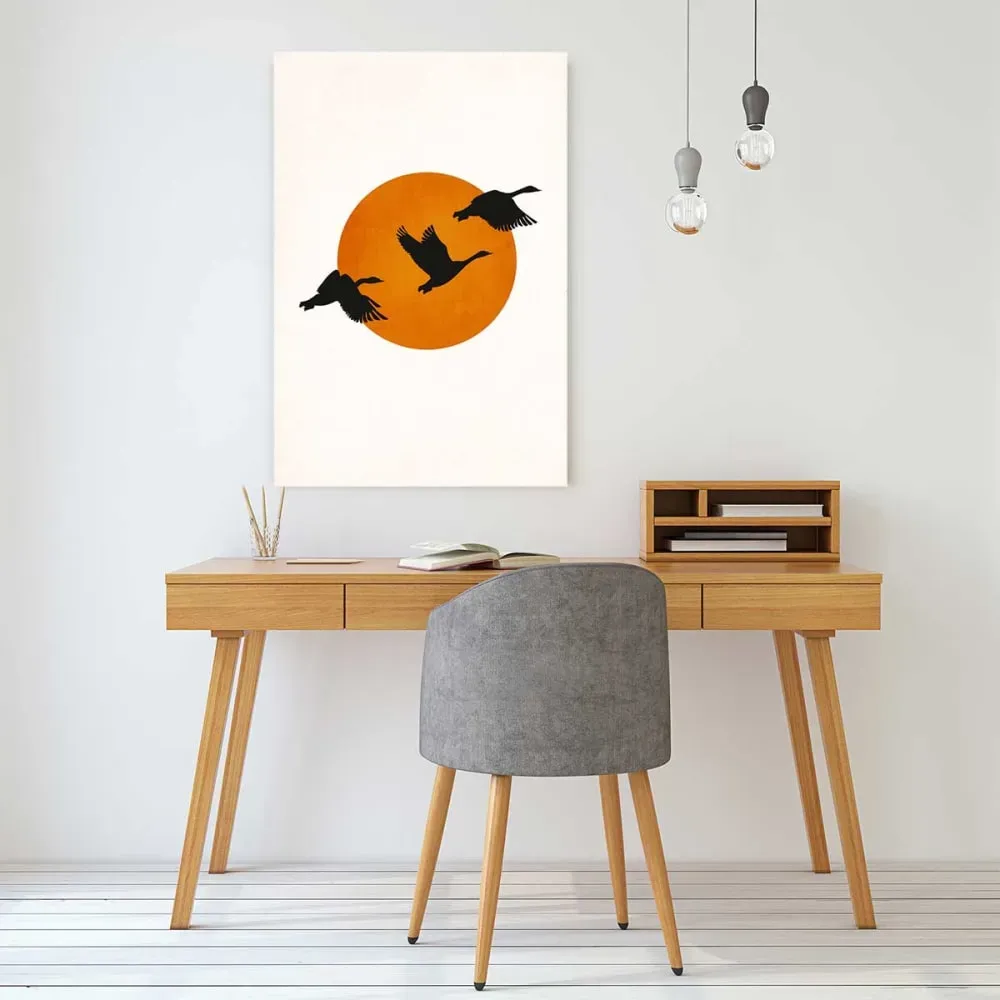 Illustration numéro 2 du produit Tableau retour des grues imprimé sur toile 60x90 cm