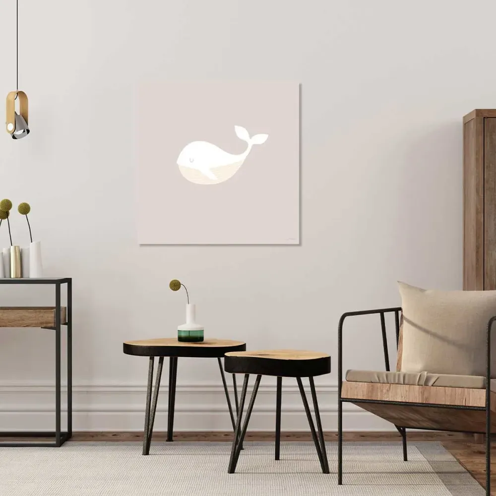 Illustration numéro 2 du produit Tableau enfant baleine oh imprimé sur toile 50x50 cm