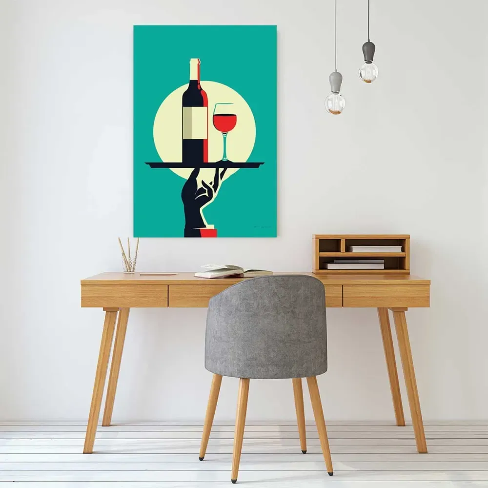 Illustration numéro 2 du produit Tableau cuisine verre de vin à la Française imprimé sur toile 60x90 cm