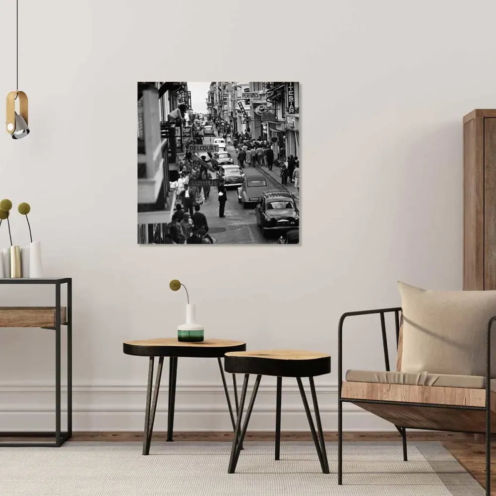 Illustration numéro 2 du produit Tableau noir et blanc  le Touquet en 1960 imprimé sur toile 50x50 cm