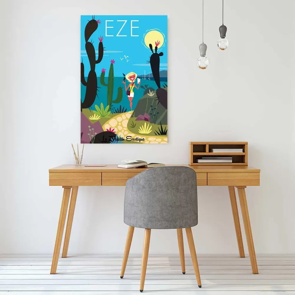 Illustration numéro 2 du produit Tableau  jardin exotique d' eze imprimé sur toile 40x60 cm