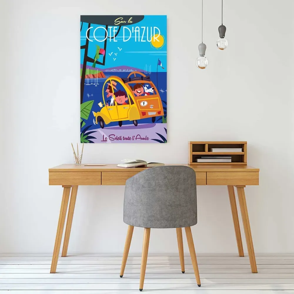 Illustration numéro 2 du produit Tableau le soleil de la cote d'azur imprimé sur toile 40x60 cm