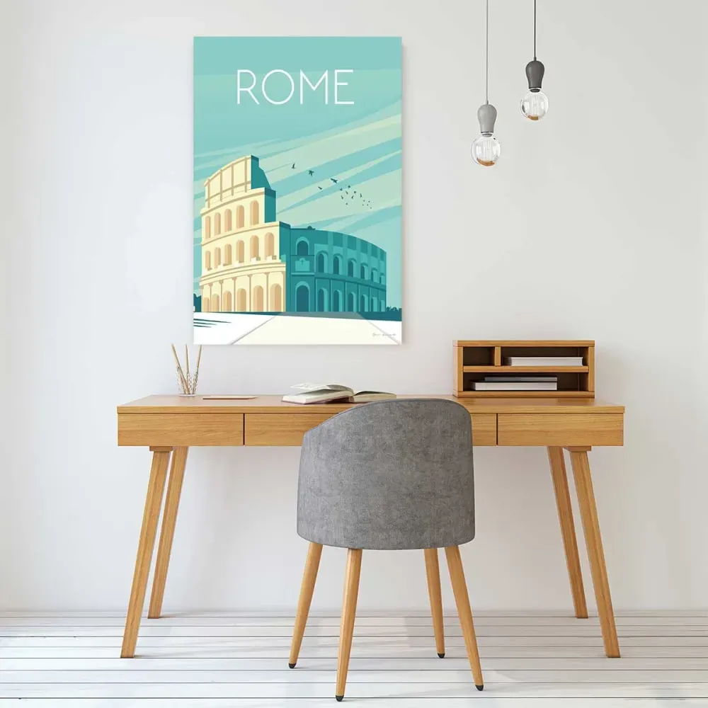 Illustration numéro 2 du produit Tableau voyage Rome et le colisée imprimé sur toile 60x90 cm