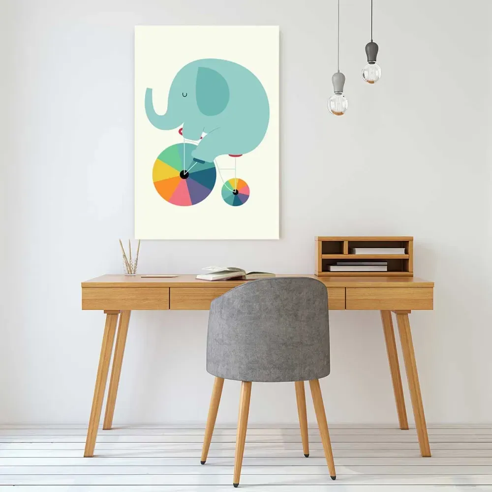 Illustration numéro 2 du produit Tableau éléphant circle imprimé sur toile 40x60 cm