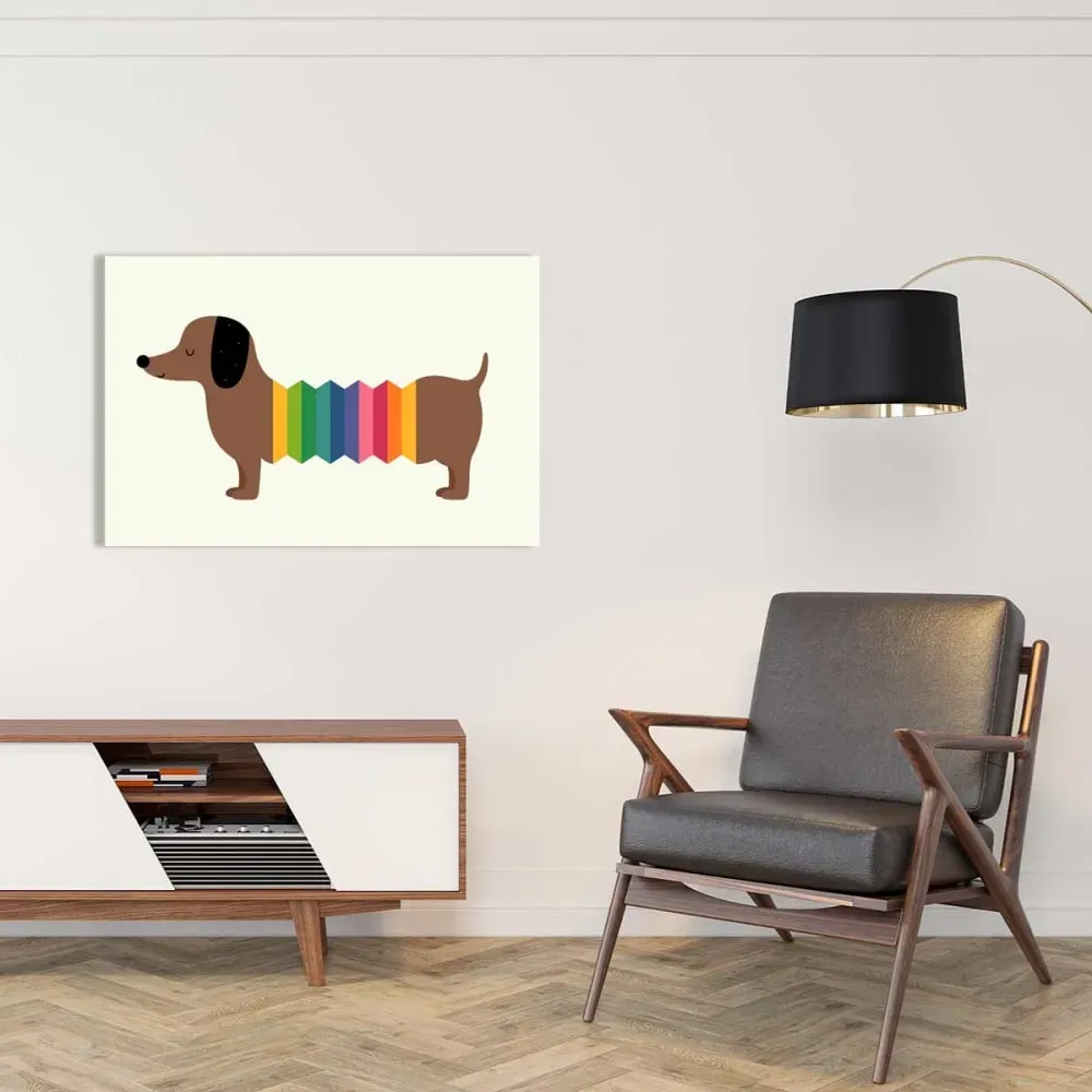 Illustration numéro 2 du produit Tableau hot dog rigolo imprimé sur toile 60x40 cm