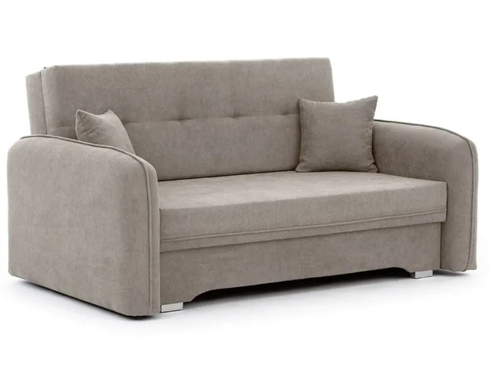 Illustration numéro 2 du produit Canapé droit convertible 3 places en velours beige