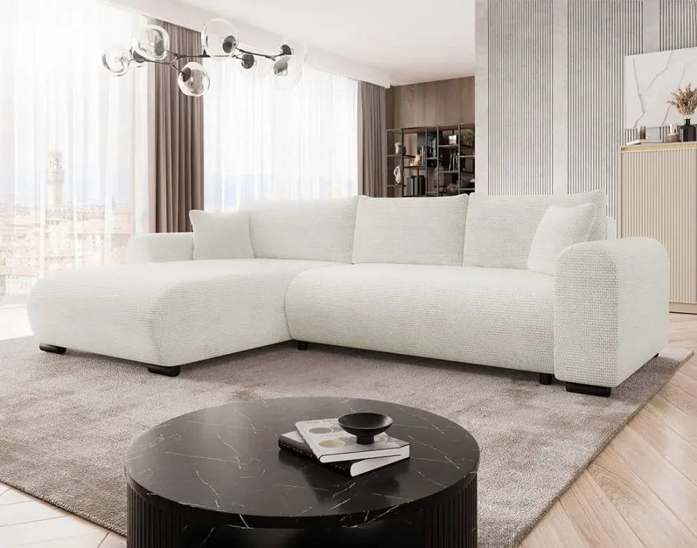 Illustration numéro 2 du produit Canapé d'angle réversible convertible 4 places en velours texturé