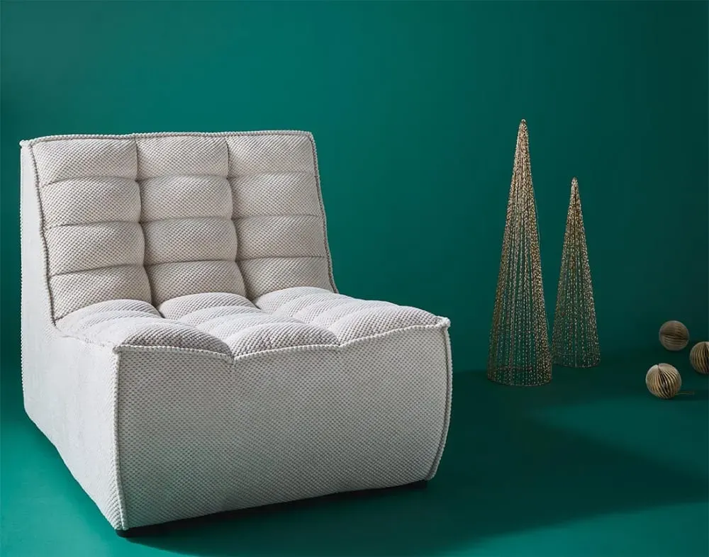 Illustration numéro 2 du produit Canapé modulable 1 places  en velours texturé beige