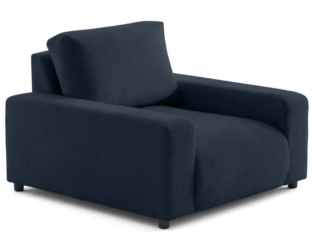 Illustration numéro 2 du produit Fauteuil en velours texturé bleu