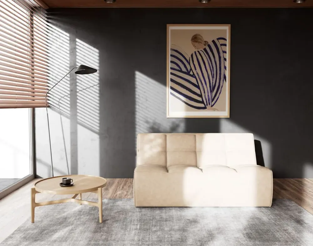 Illustration numéro 2 du produit Canapé modulable 2 places  en simili beige