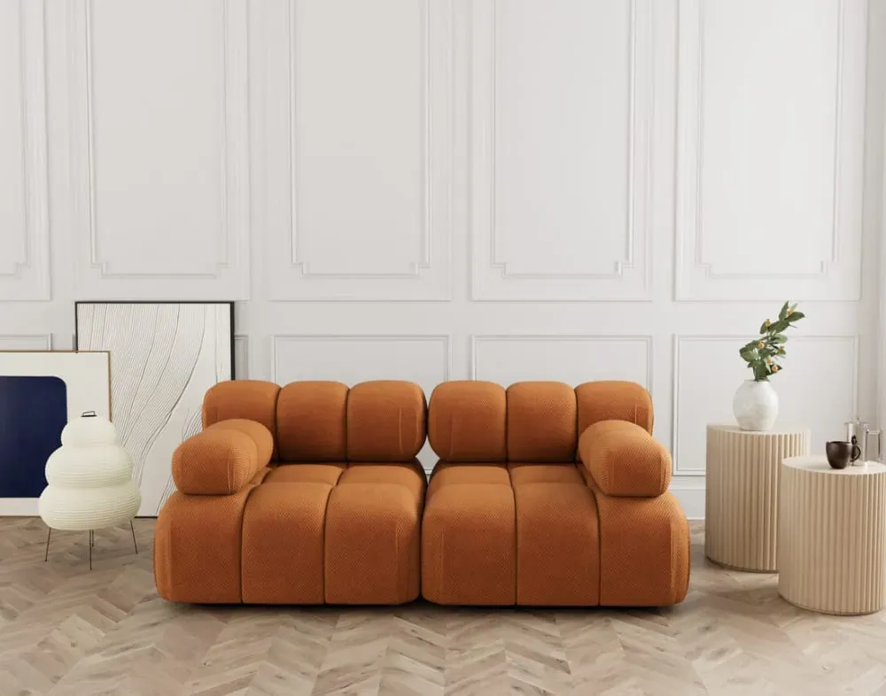 Illustration numéro 2 du produit Canapé modulable 2 places  en velours texturé terracotta