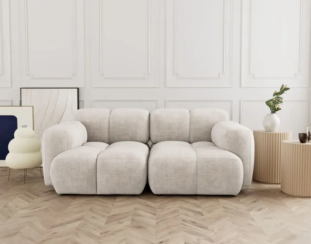 Illustration numéro 2 du produit Canapé modulable 2 places  en velours texturé beige