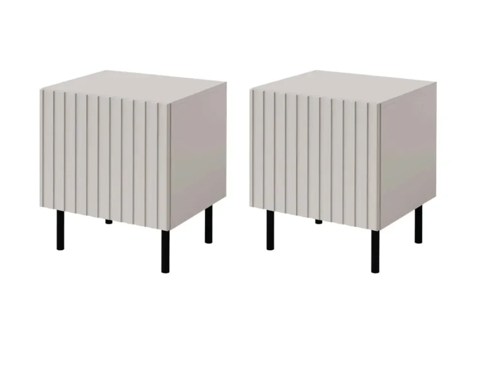 Illustration numéro 2 du produit Lot de deux Tables de chevet Contemporain 45 cm écru