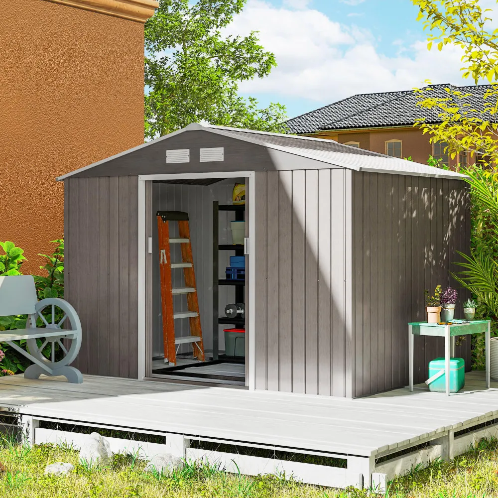Illustration numéro 2 du produit Abri de jardin 5,4 m² avec fondation porte métal marron clair
