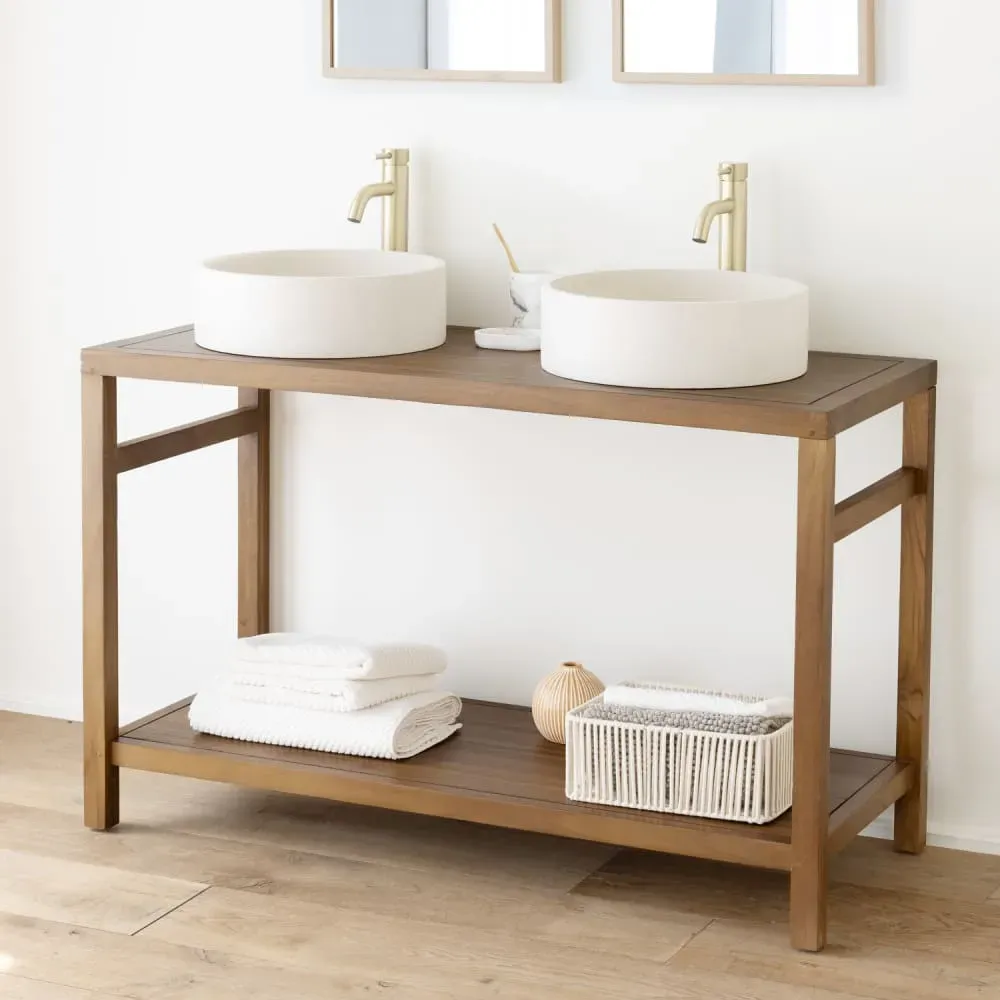 Illustration numéro 2 du produit Meuble sous vasque en teck massif 120cm