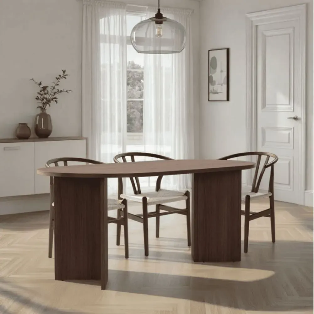 Illustration numéro 2 du produit Table à manger avec bords arrondis L180 cm - Effet Noyer