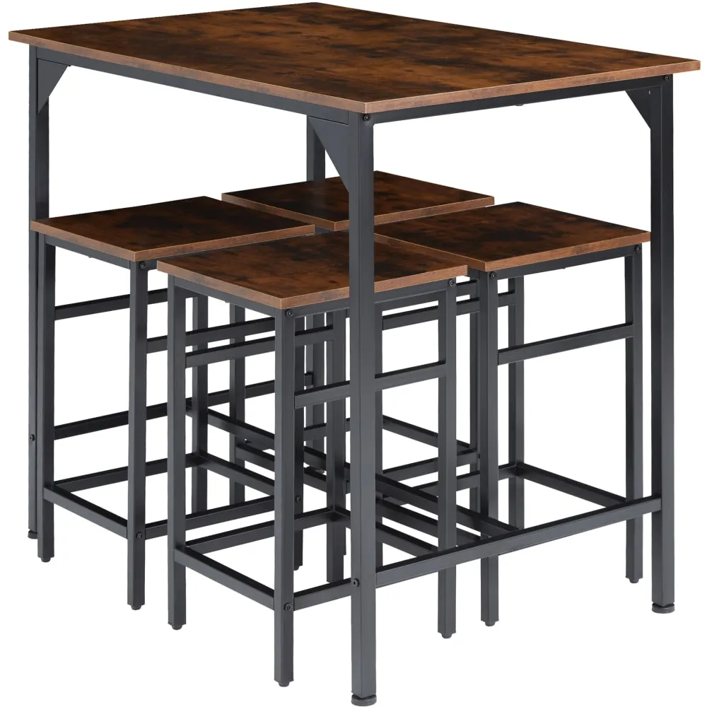 Illustration numéro 2 du produit Ensemble table de bistrot Table avec 4 tabourets Style industriel