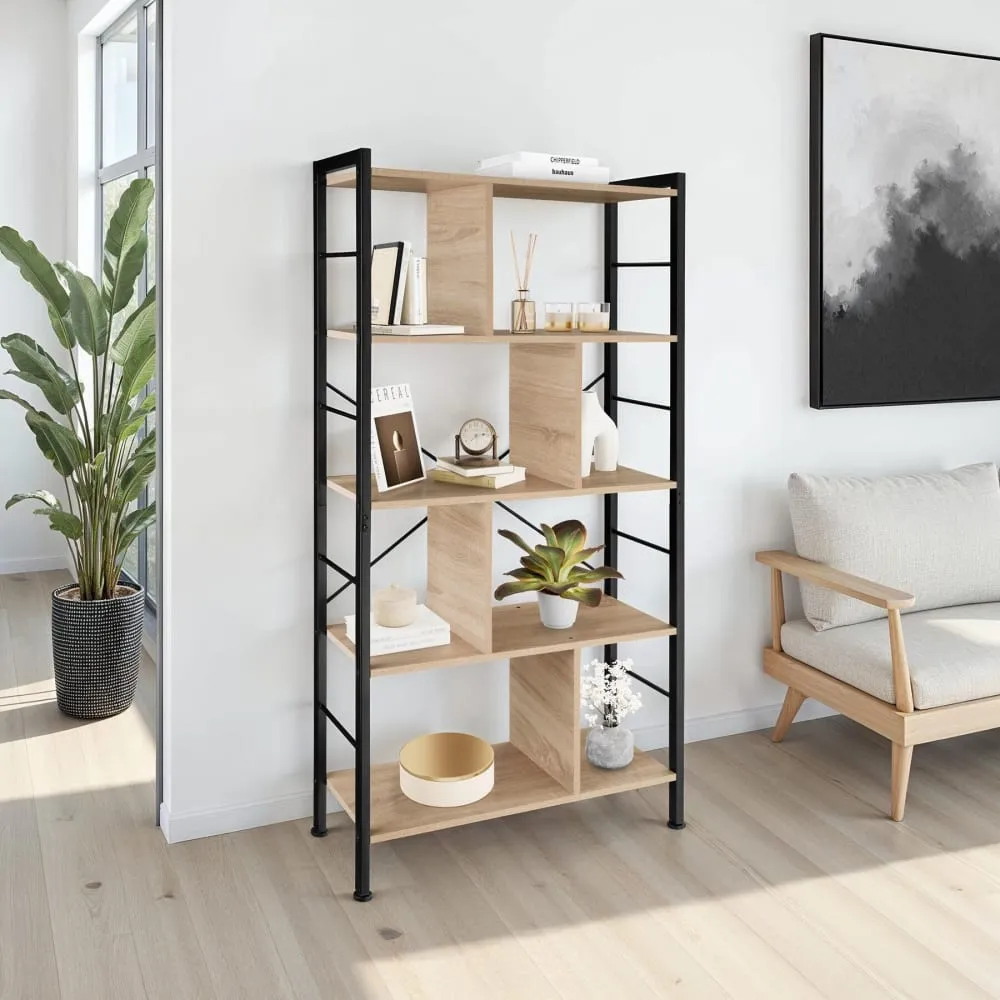 Illustration numéro 2 du produit Étagère style industriel antibasculement 755x30x155cm bois clair