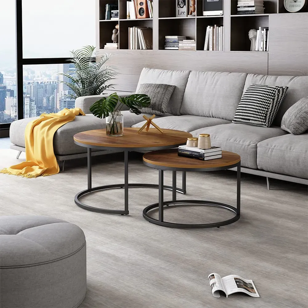 Illustration numéro 2 du produit Set de tables basses 2 pièces, Bois 77 x 40cm