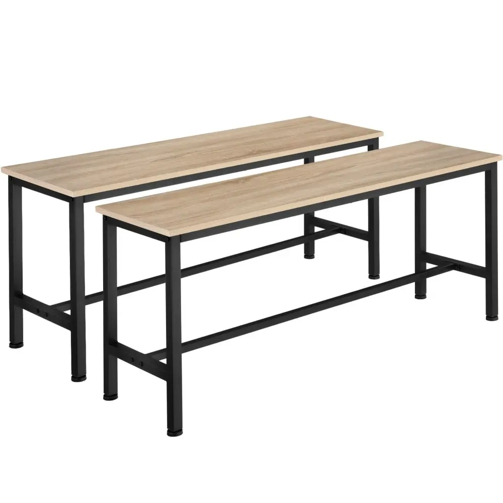 Illustration numéro 2 du produit Ensemble de 2 bancs style industriel 108x325x50cm bois clair