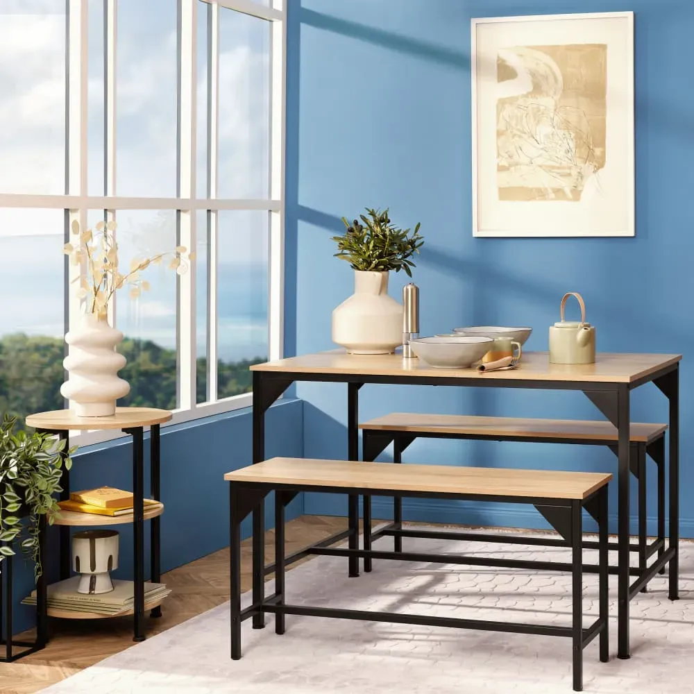 Illustration numéro 2 du produit Ensemble chaises de salle à manger 3 pièces Bois et Acier Bois clair