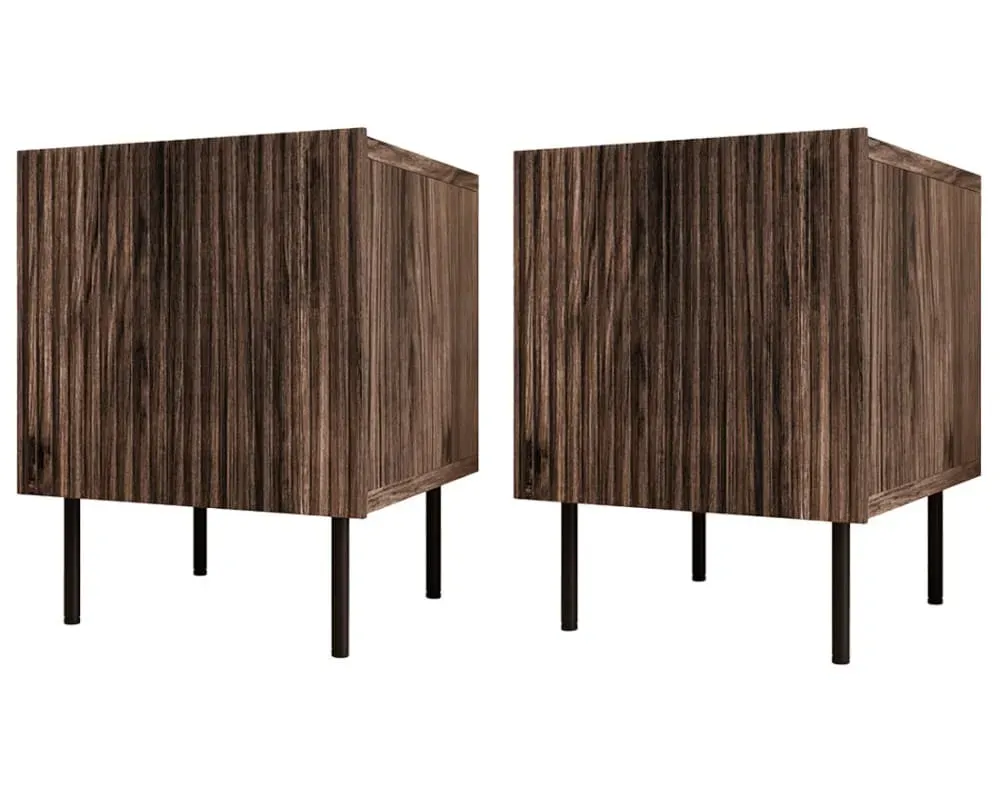 Illustration numéro 2 du produit Lot de 2 tables de chevet effet bois foncé 44 × 41 × 53cm
