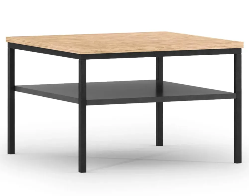 Illustration numéro 2 du produit Table basse 1 étagère pieds en métal effet bois et noir