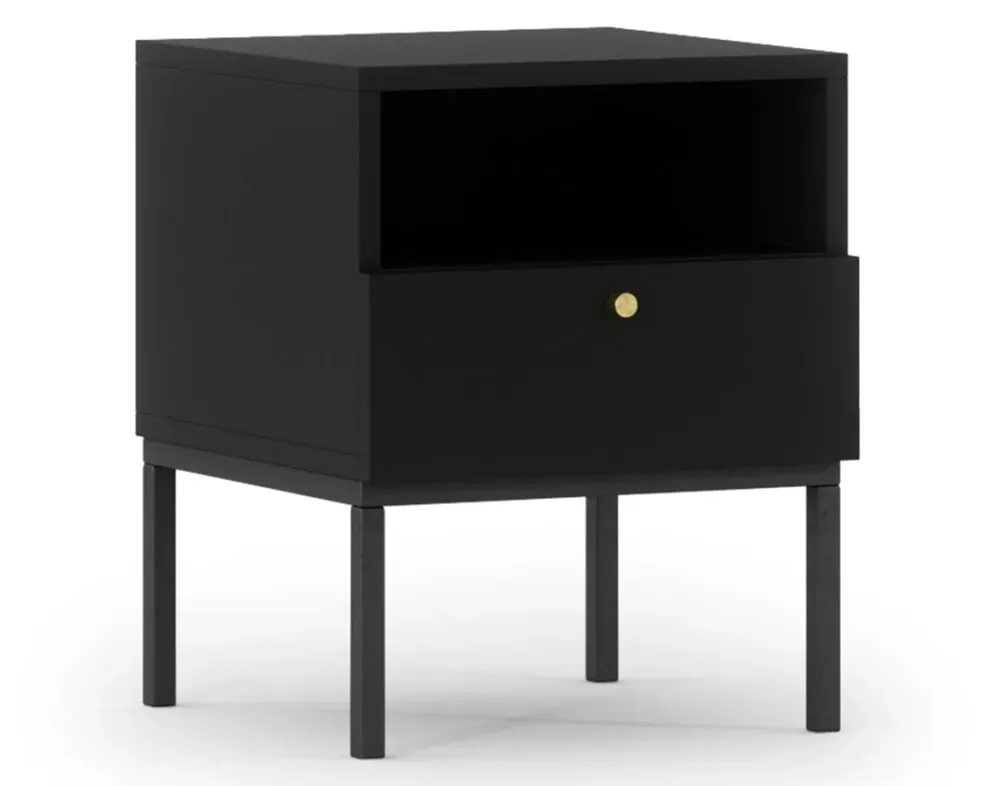 Illustration numéro 2 du produit Table de chevet industriel 1 tiroirs 40 cm noir