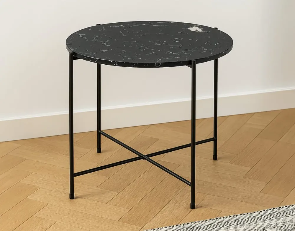 Illustration numéro 2 du produit Table basse plateau en marbre L52cm noir