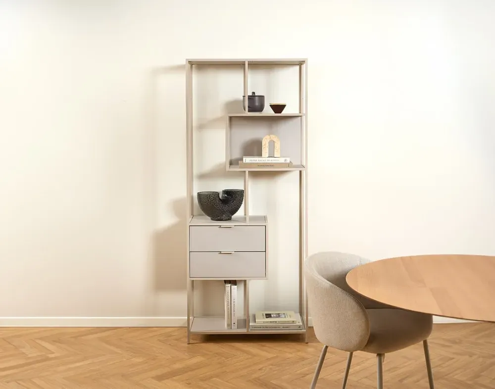 Illustration numéro 2 du produit Étagère industrielle en acier et métal 77 x 185 cm gris avec tiroirs